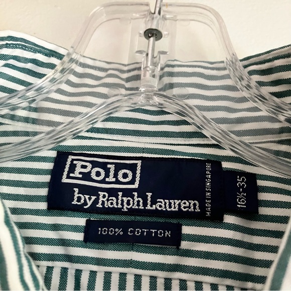 Polo Ralph Lauren Green Striped Button Up - 16.5-35 - Picture 4 of 4